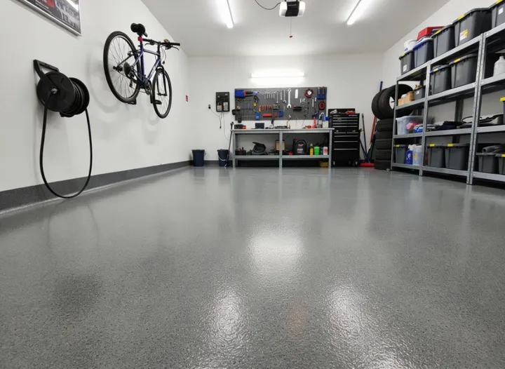 Color quartz epoxy flooring with textured quartz aggregate surface