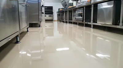Slip-resistant epoxy floor in a Central NJ commercial kitchen