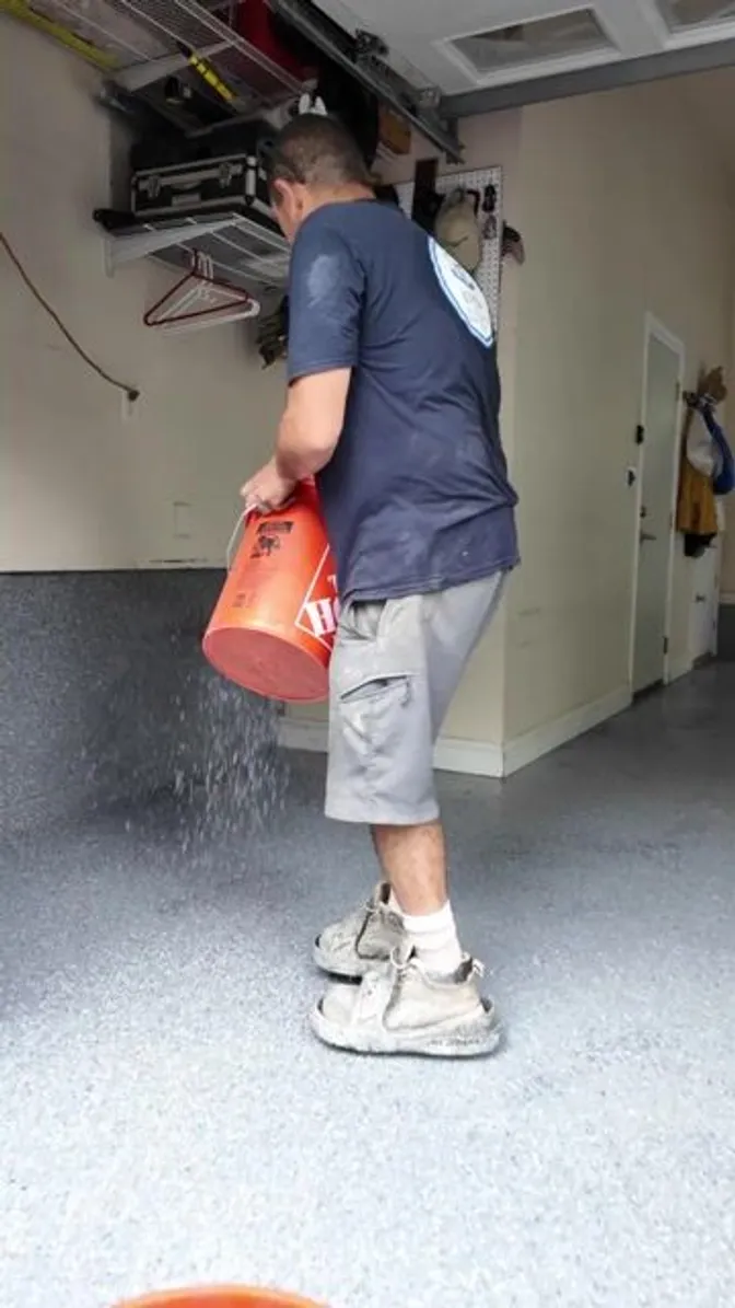8. Broadcast flakes on the floor